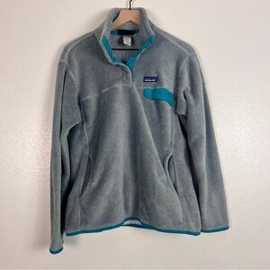 Patagonia Gray and Teal Re-Tool Snap Pull over